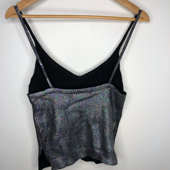 Forever 21 Metallic Purple/Green Crop Top Rib Knit - Picture 2 of 12